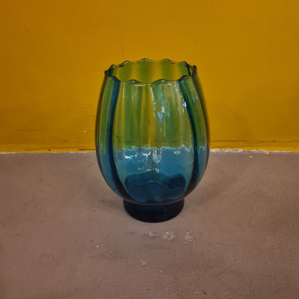 Turquoise glass vase, 1960s, vintage