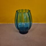 Turquoise glass vase, 1960s, vintage