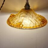 Art Deco pendant light in pink molded glass