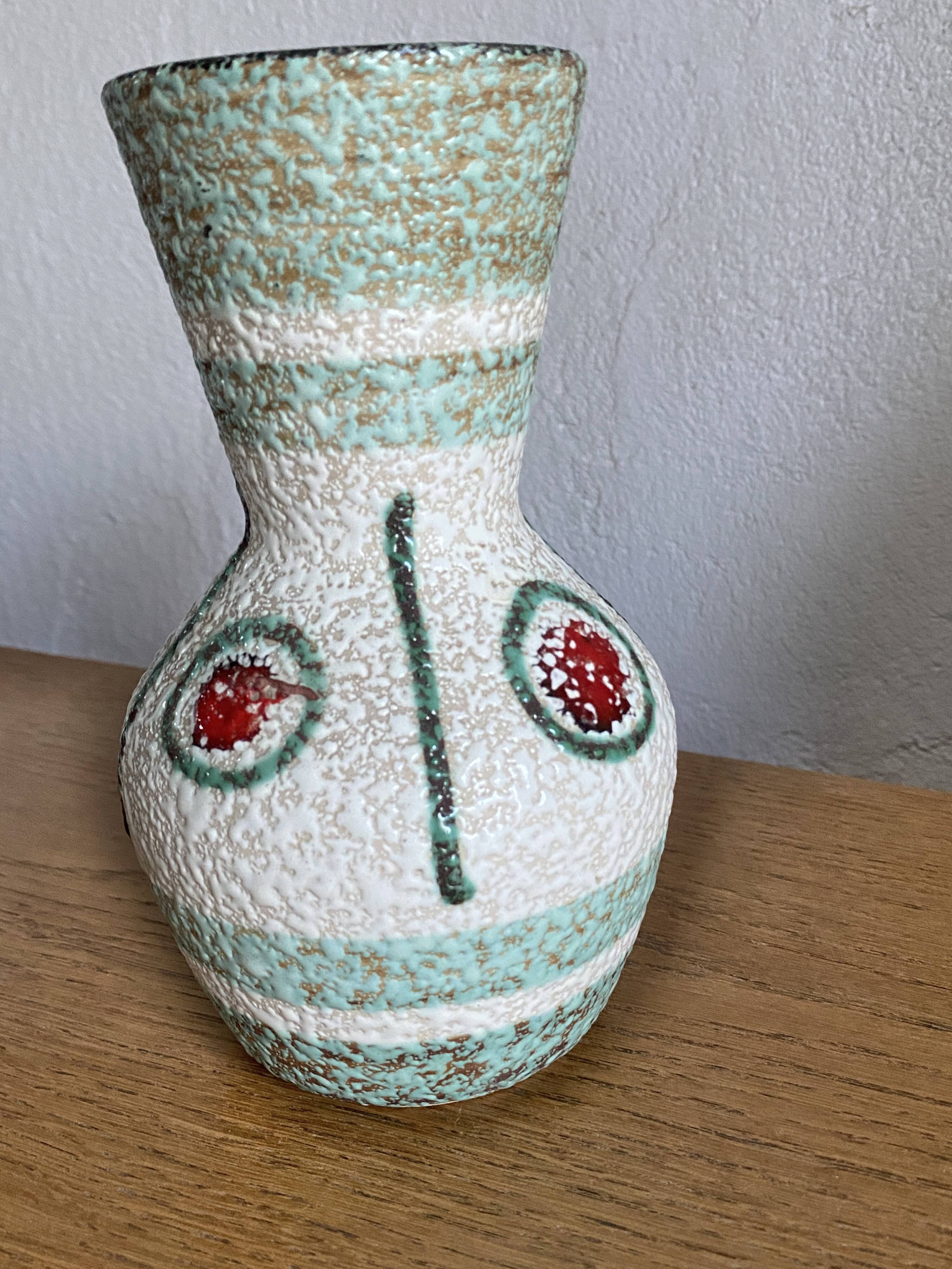 Vintage W Germany white lava celadon green vase 1970 - perfect condition