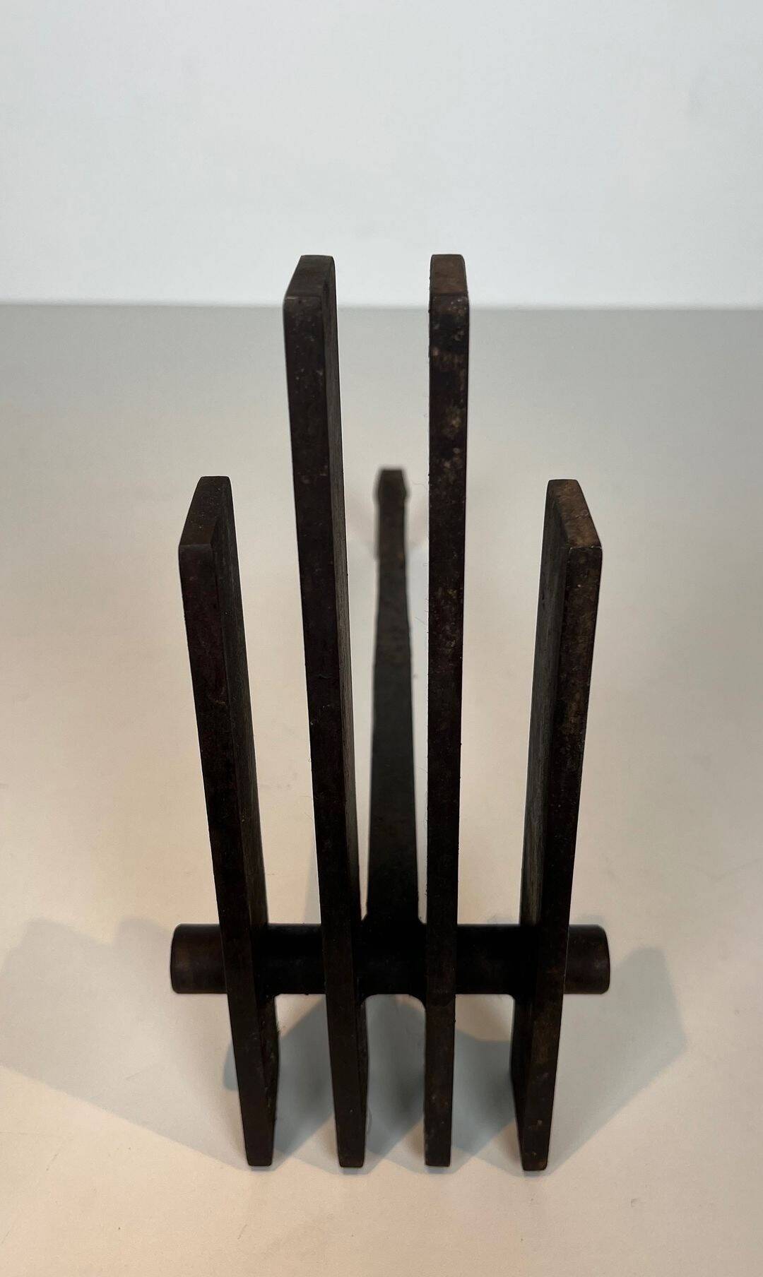 Pair of Modernist Steel Andirons