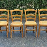 4 light wood straw bistro chairs