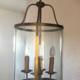 Large round lantern pendant in brass and glass