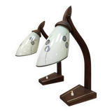 Pair of midcentury modern wooden desk lamp set table lamp