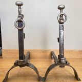 Large wrought iron andirons from the 18th century