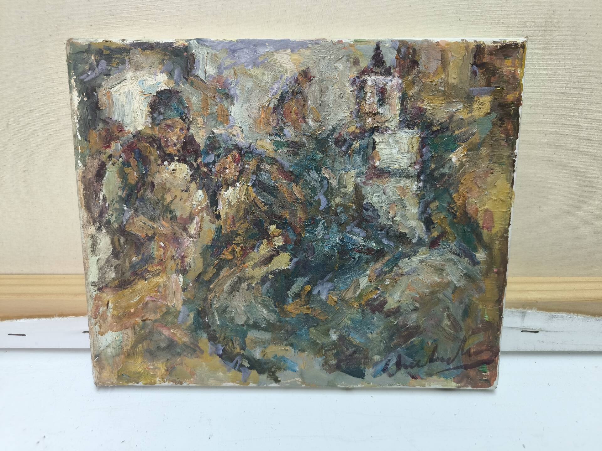 Village Bell Tower – Impressionist Oil Painting