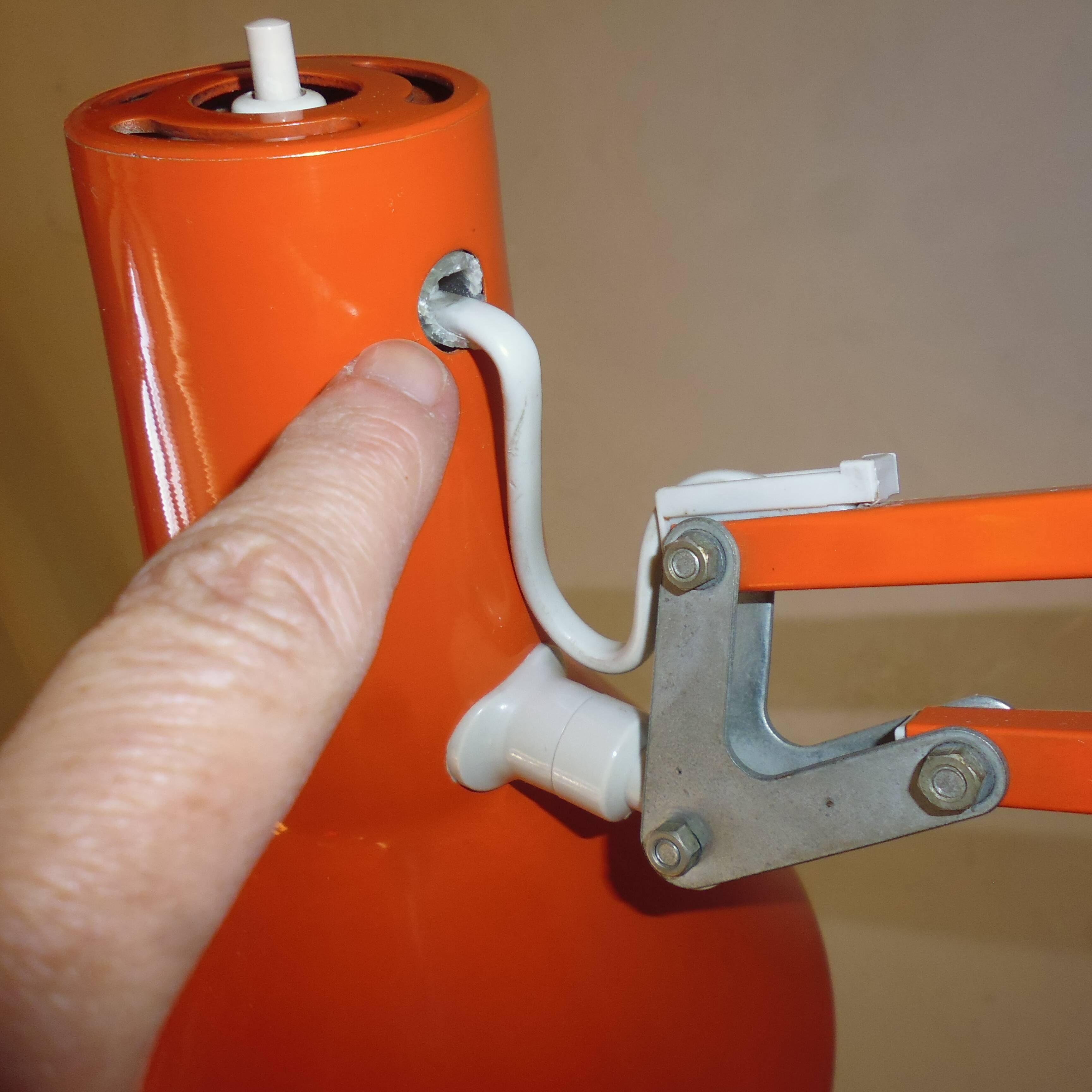 Danish orange workshop lamp from the 70s