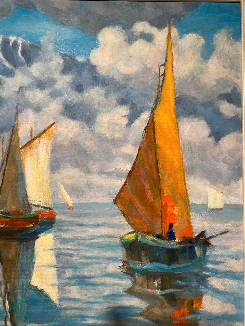 Old painting, Marine dated 1968 and monogrammed LW