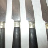 Set of 11 black wooden sleeve knives