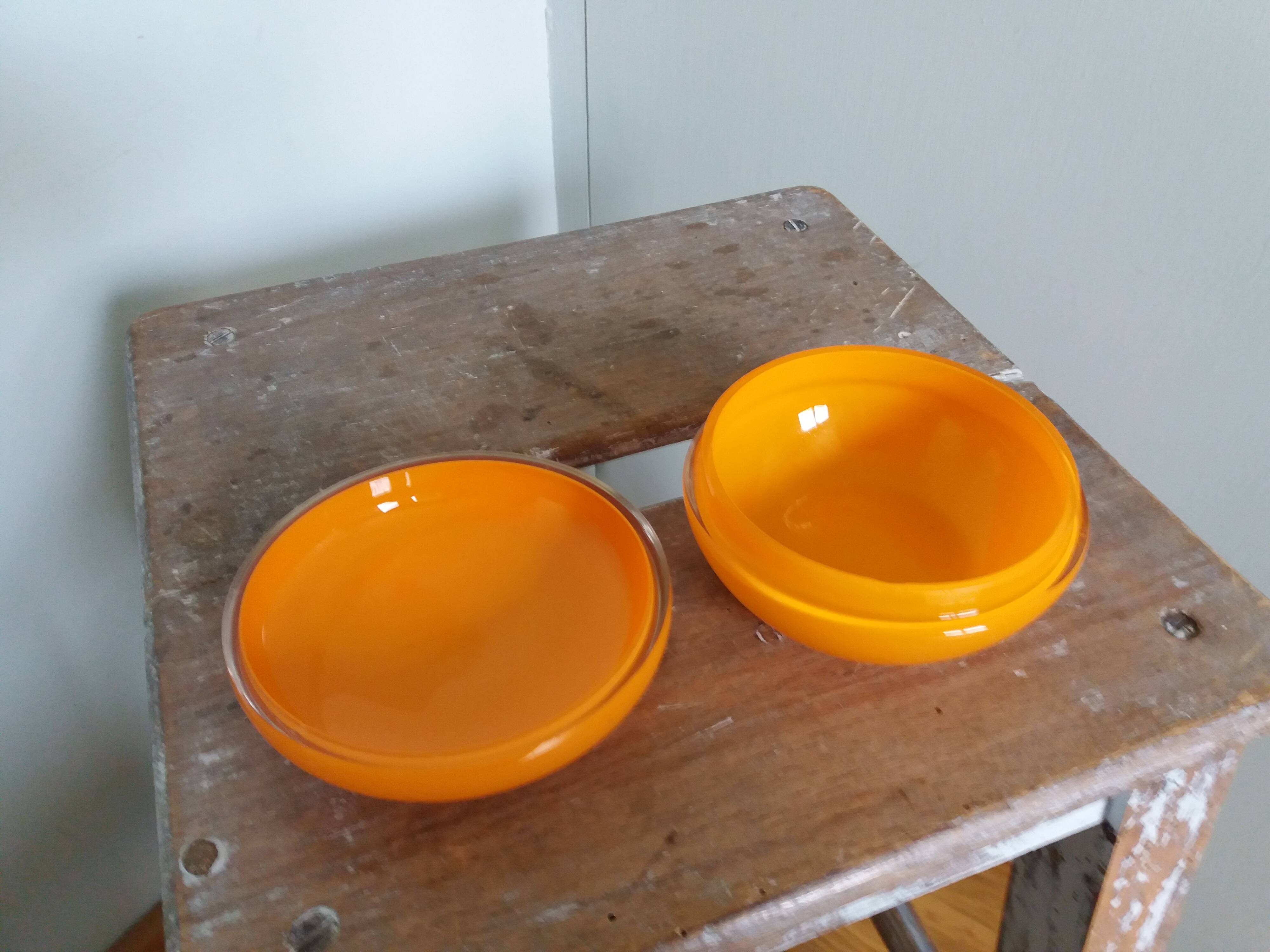 Orange glass candy box from the 70s