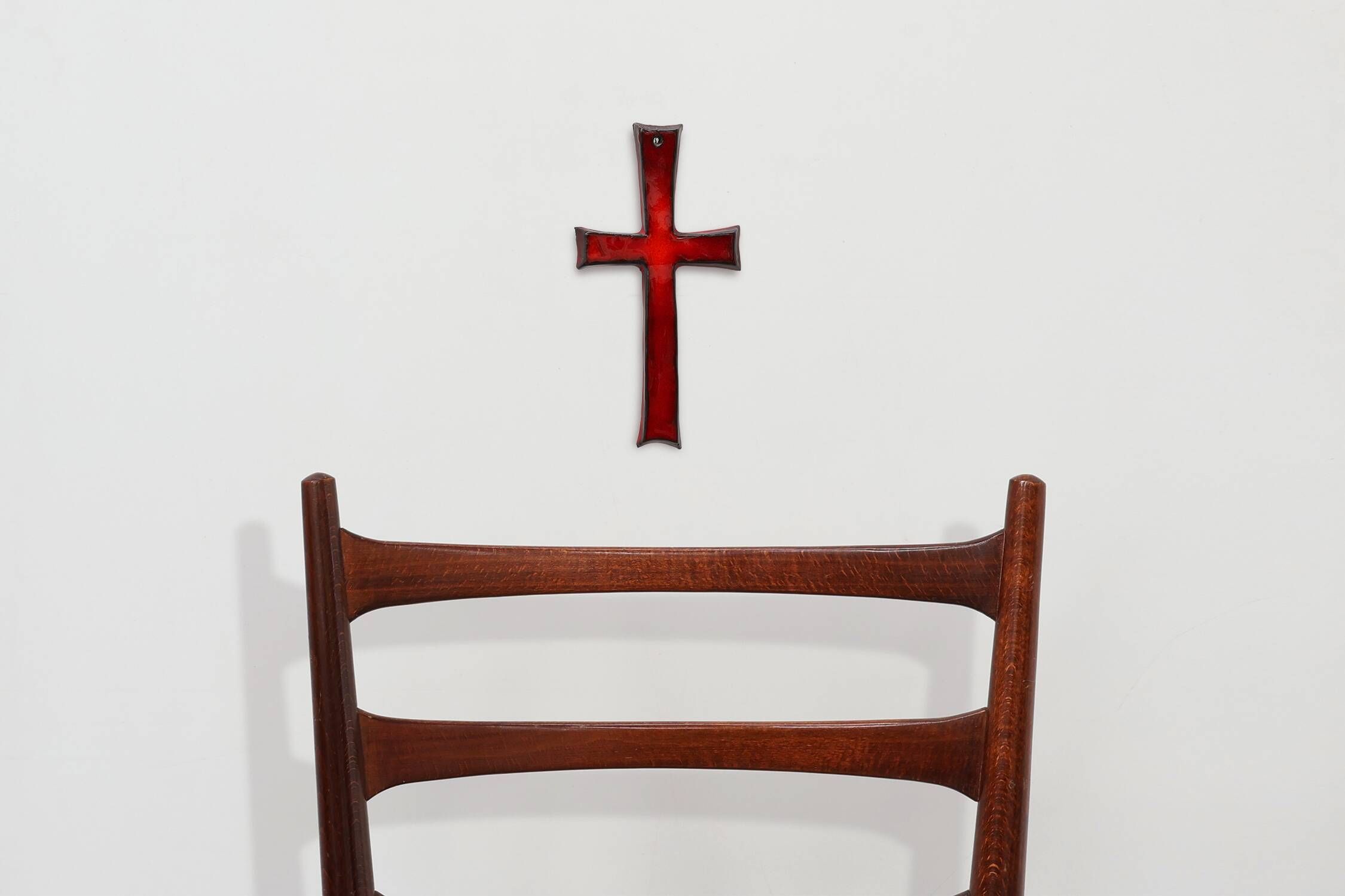 Croix en céramique émaillée rouge par Vandeweghe pour Amphora, Belgique, vers 1960