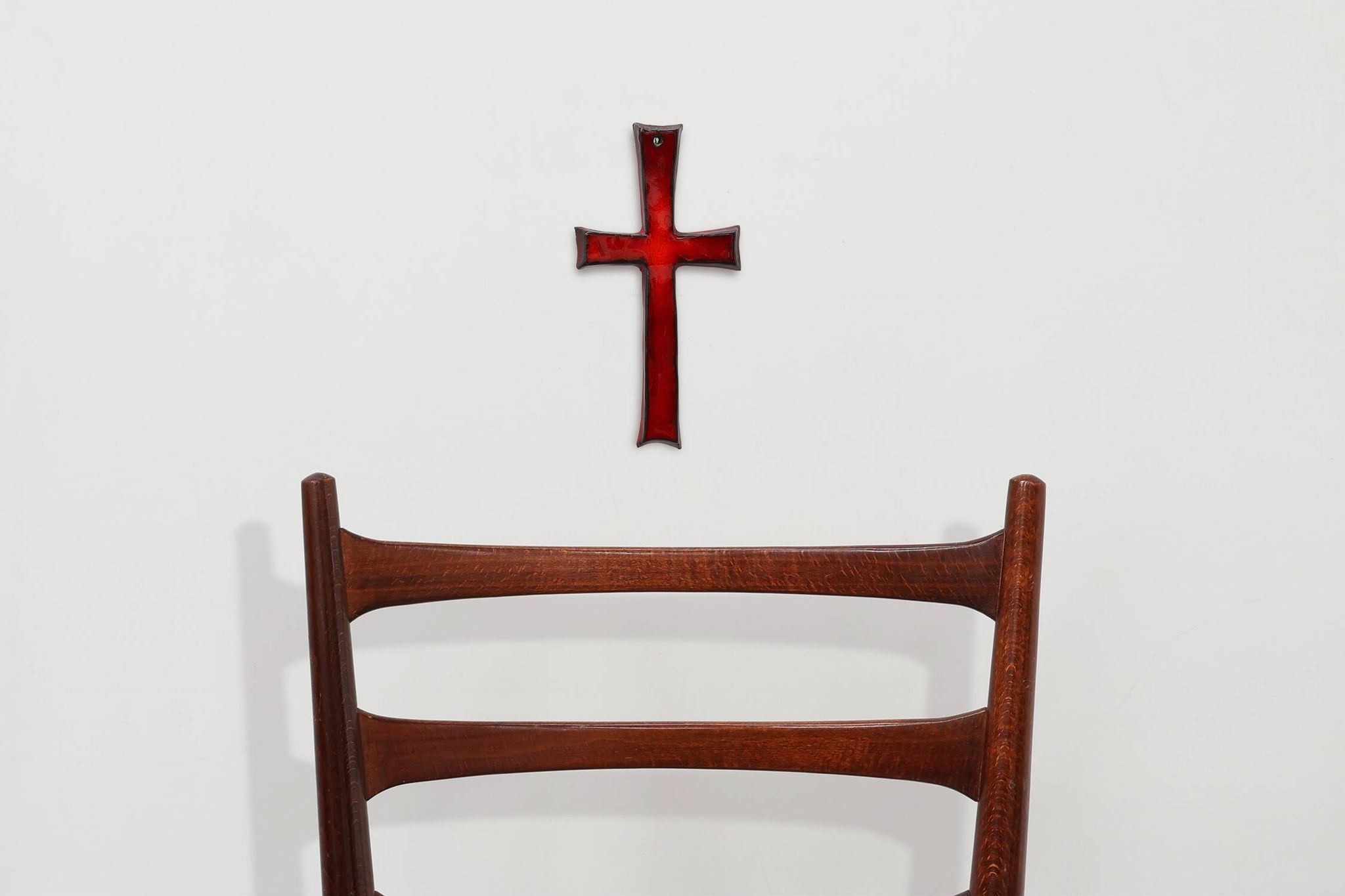 Red glazed ceramic Cross by Vandeweghe for Amphora, Belgium, ca. 1960