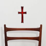 Red glazed ceramic Cross by Vandeweghe for Amphora, Belgium, ca. 1960