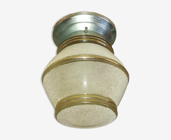 Plafonnier art deco en verre givré