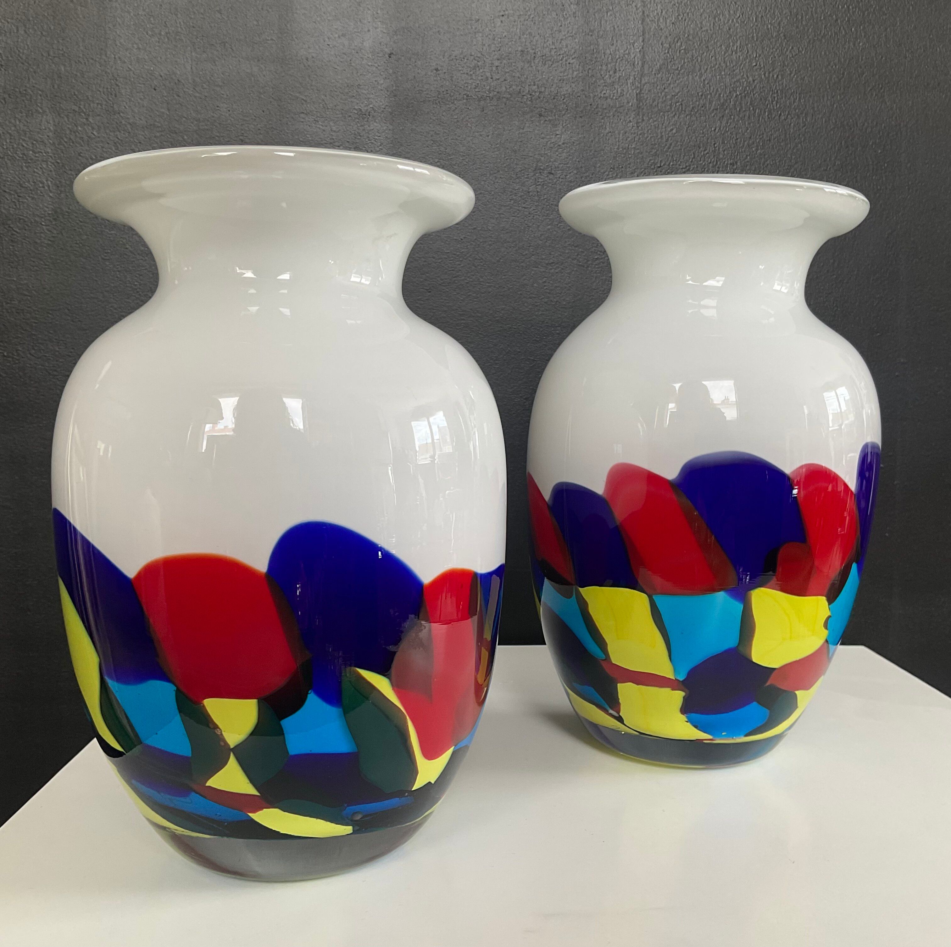 Duo de vases vintage en pâte de verre Murano