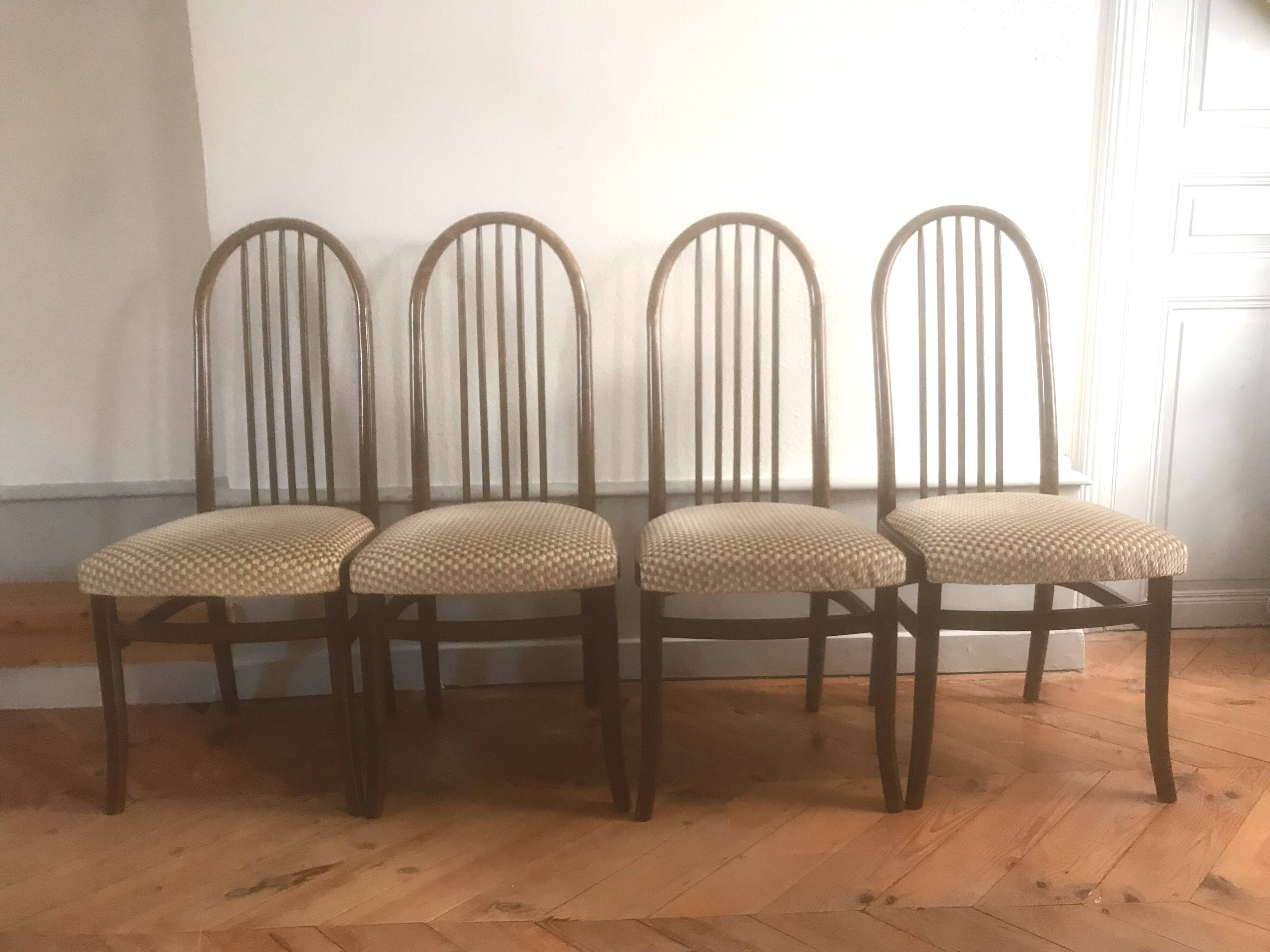 4 vintage Baumann Eden model wooden chairs