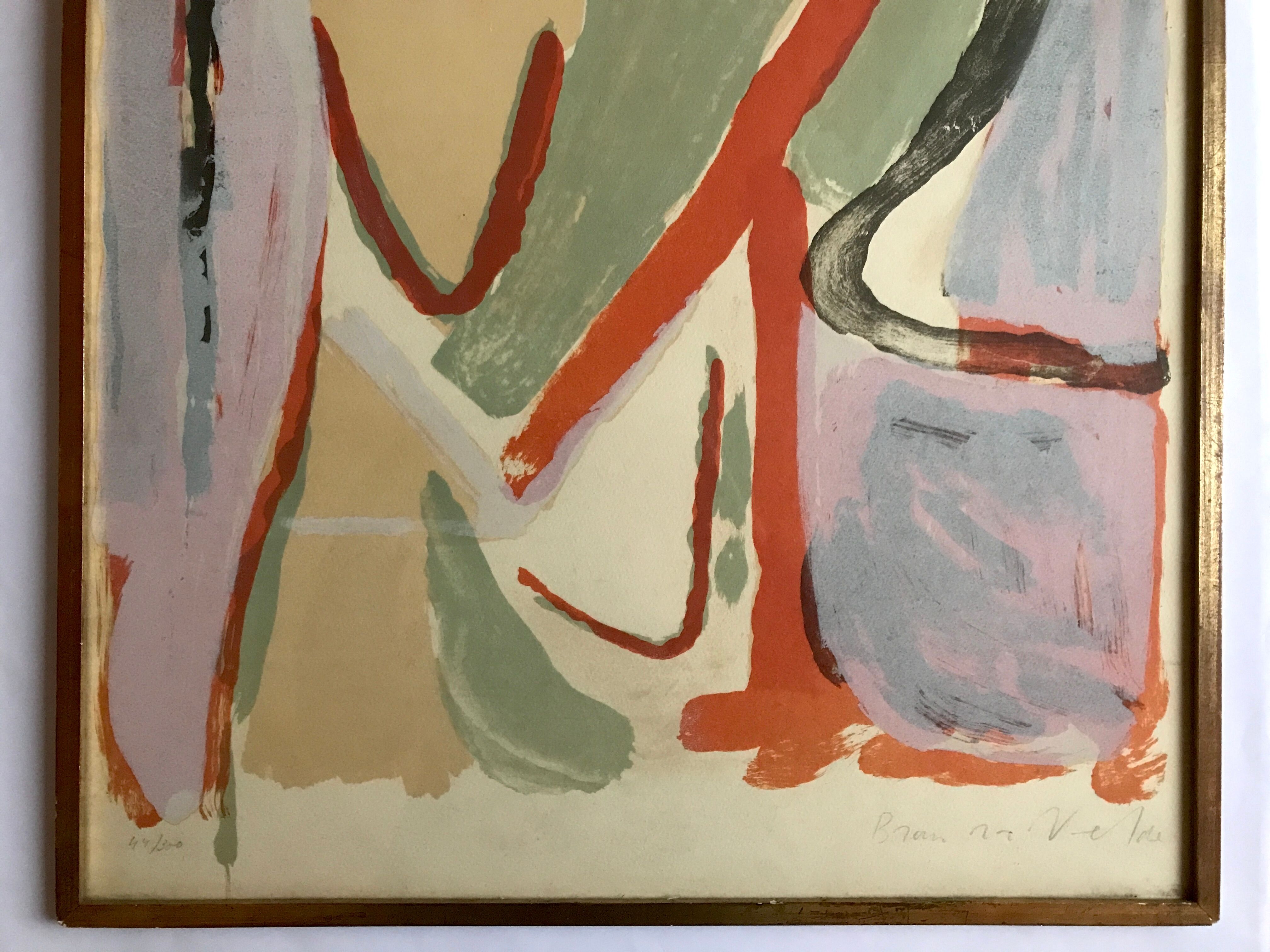 Original lithograph signed and numbered by Bram VAN VELDE, Red Course - MP 041, 1968