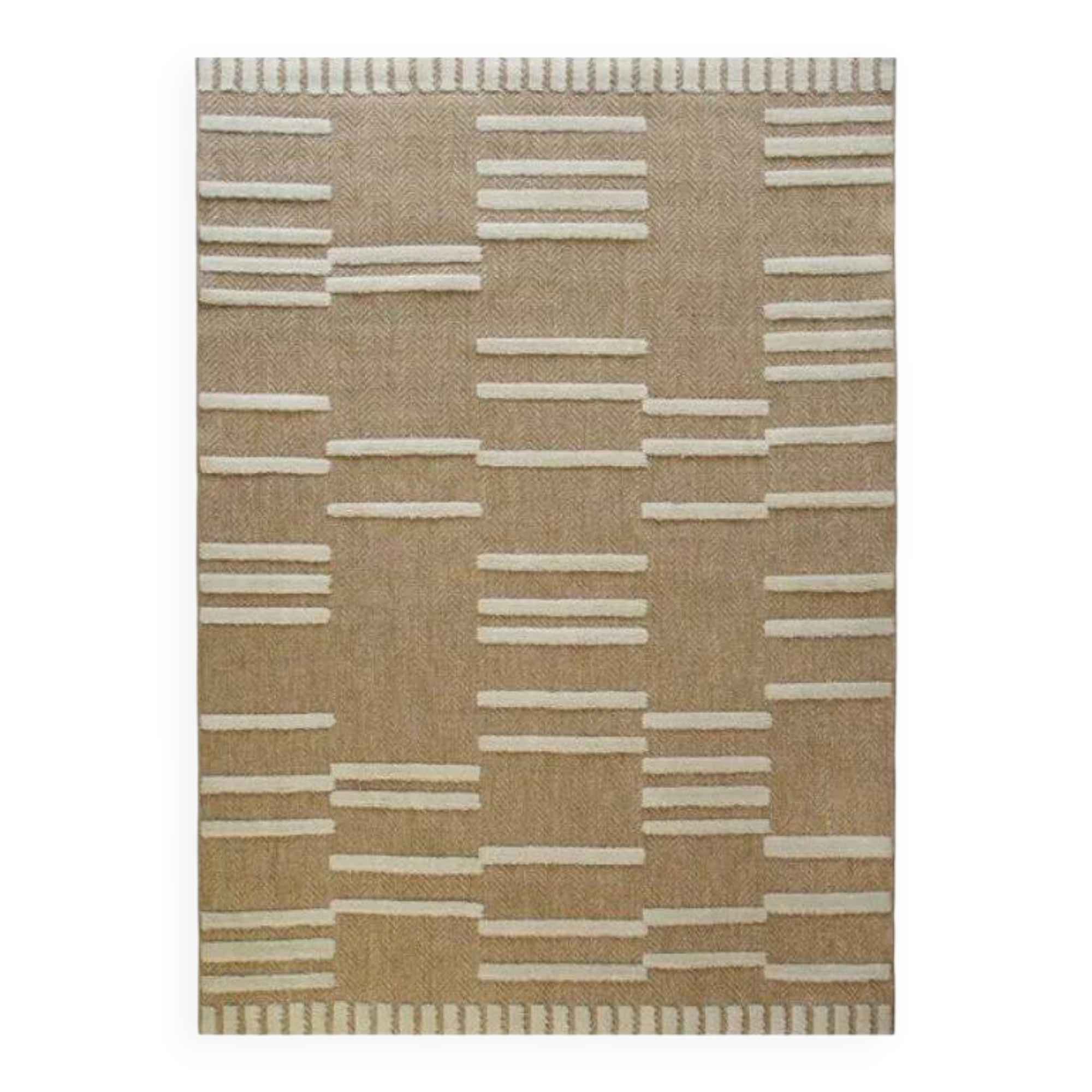 Beige jute rug with white relief 80x150 cm