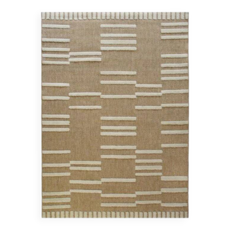 Beige jute rug with white relief 80x150 cm