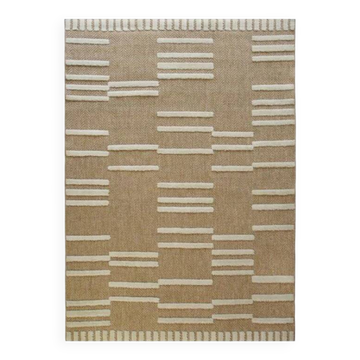 Beige jute rug with white relief 80x150 cm