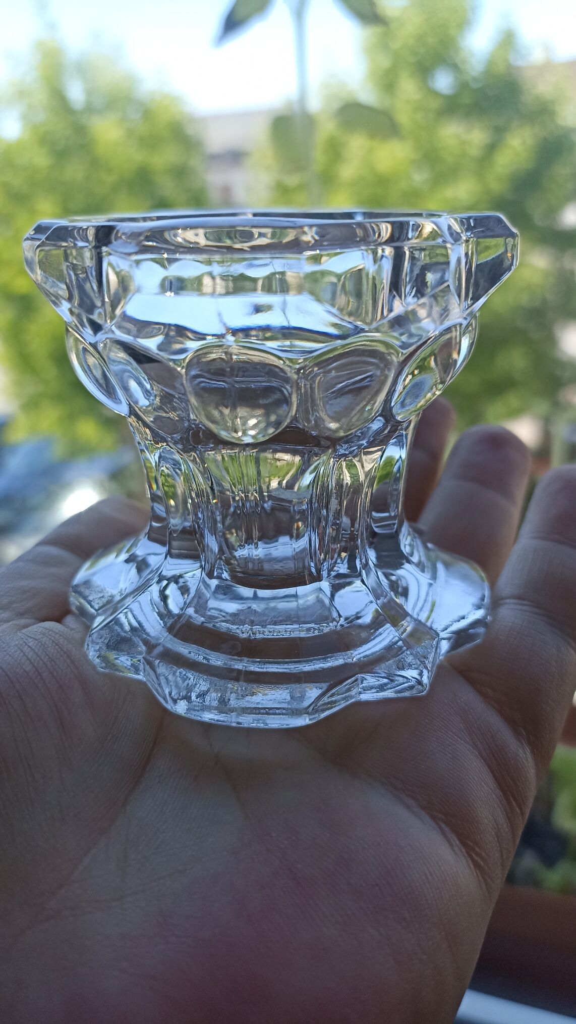 Pair of VMC candle holders in thick glass - Reims