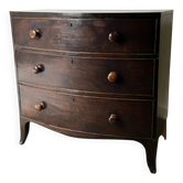 Antique Mahogany Bow Front Chest of 3 Drawers Georgian c1800-1830 Splay Fee