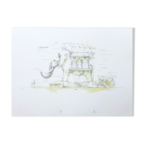 Original lithograph signed and numbered François Delaroziere L'éléphant, 2008.
