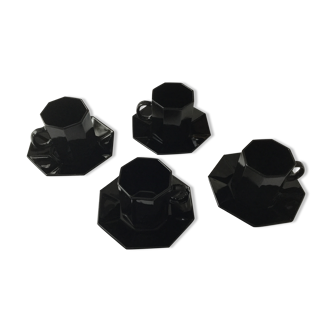 Art Deco-style black coffee cups