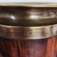 Vintage Florentine umbrella stand made of reclaimed wood and brass.