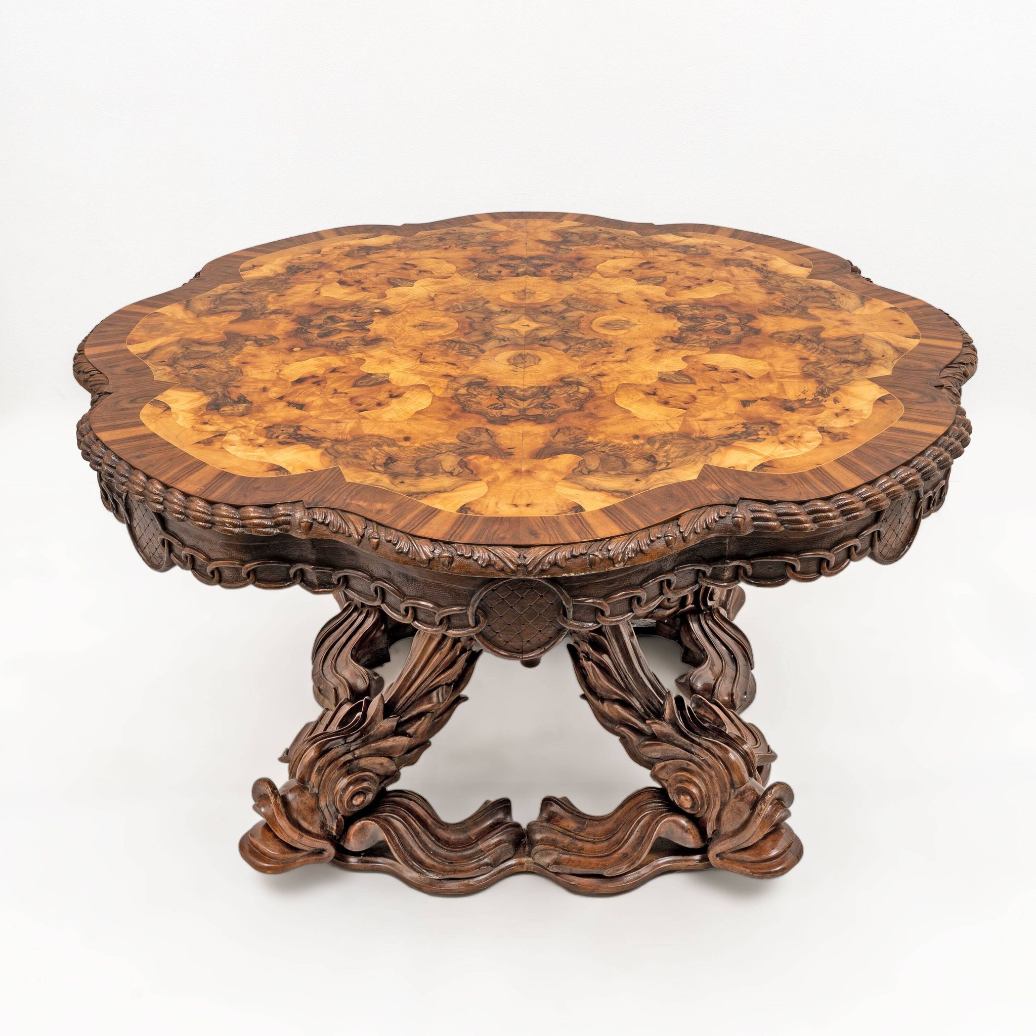 Attributed to Henry Eyles Victorian Walnut Center Table England Mid-19th