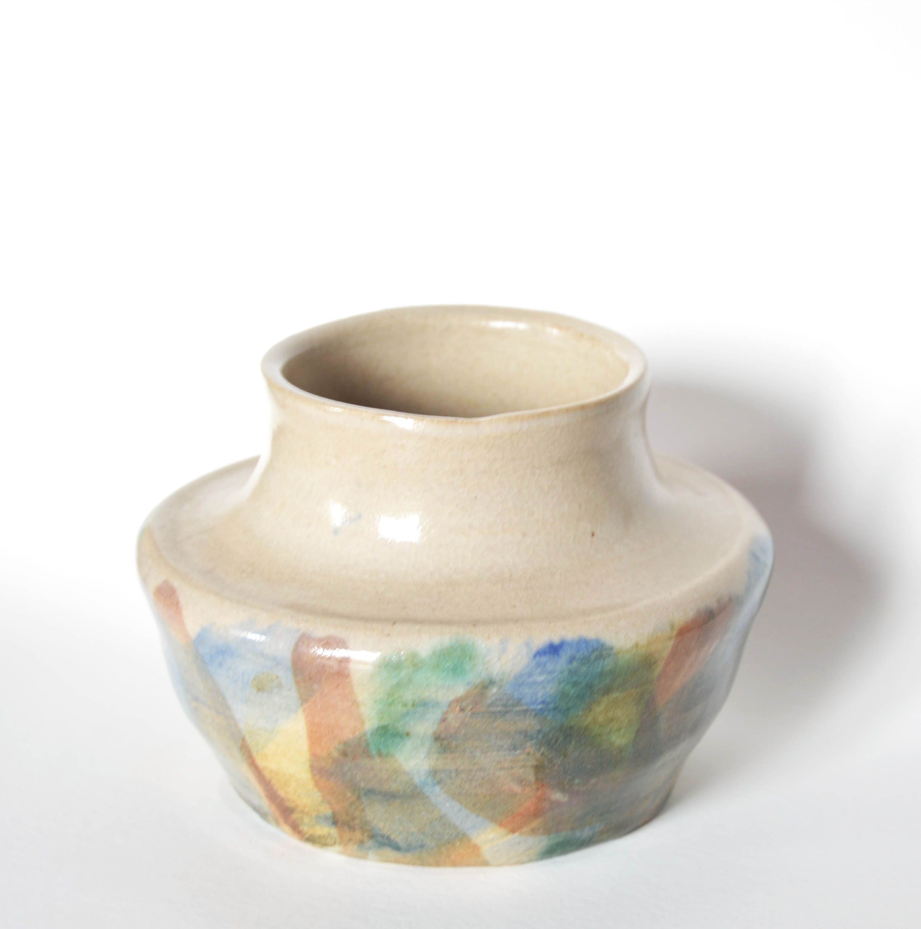 Handcrafted stoneware vase signed