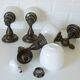 Set of 4 Vintage Lamps Wooden Wall Sconces Rustic Hand-turned Lighting