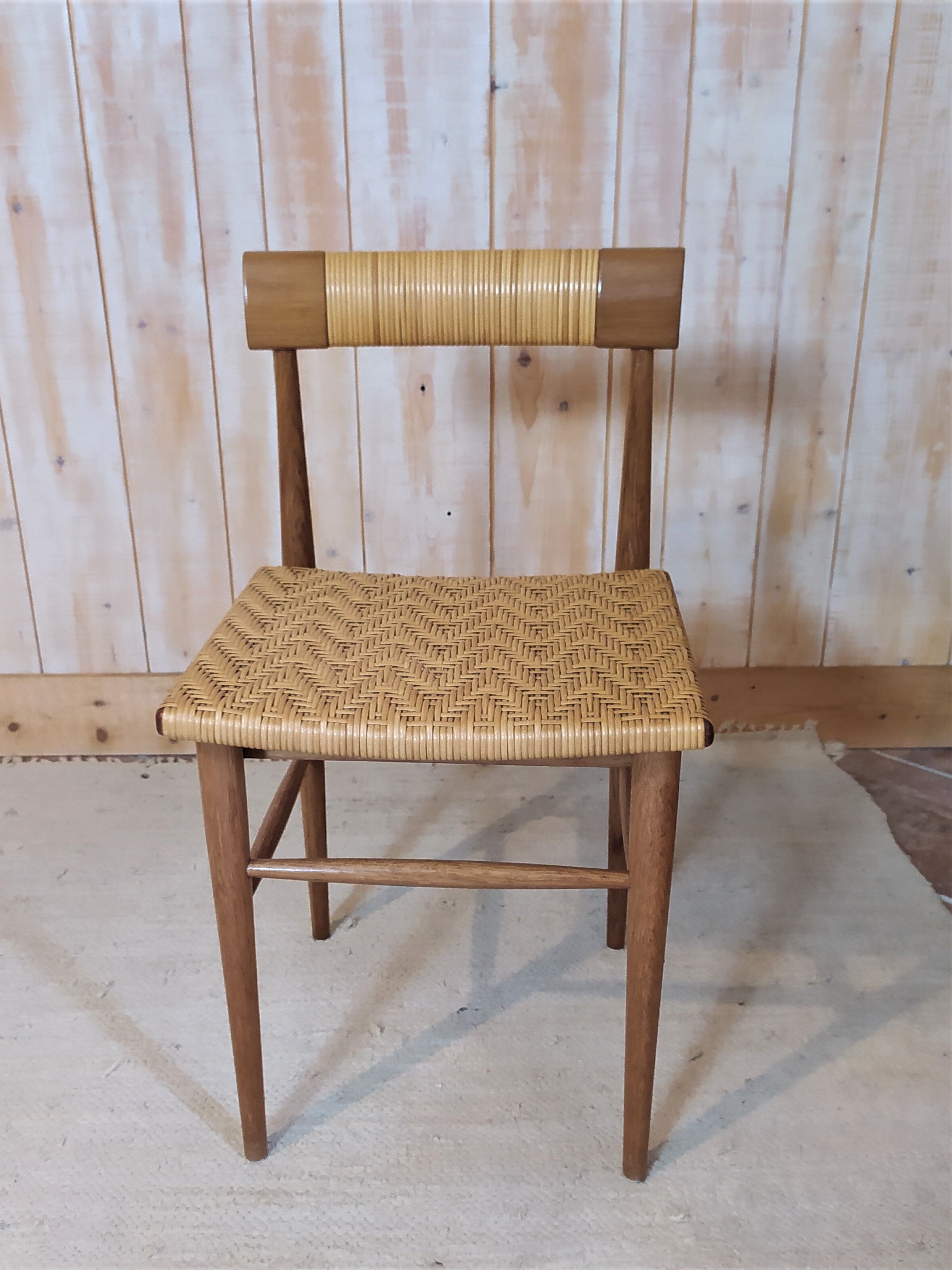 Bed and chair wood and rattan