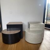 Oak and straw coffee table