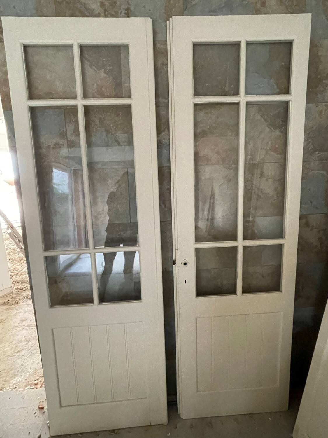 Antique 1930s double glazed door + glazed sides + frame