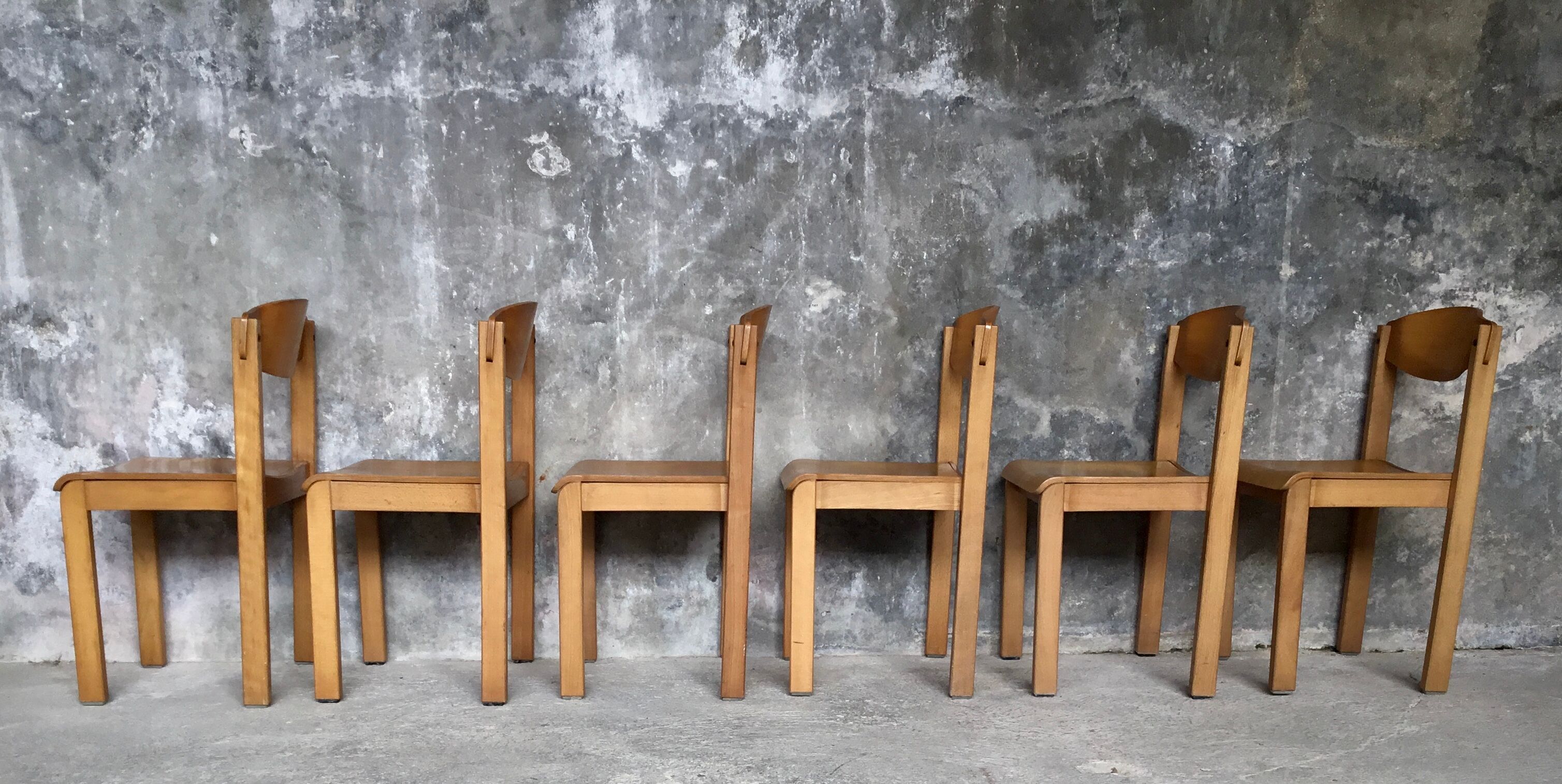 Set of 6 design chairs in glulam - 1970s