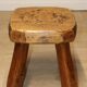 Vintage brutalist low stool in solid ash, 1960s