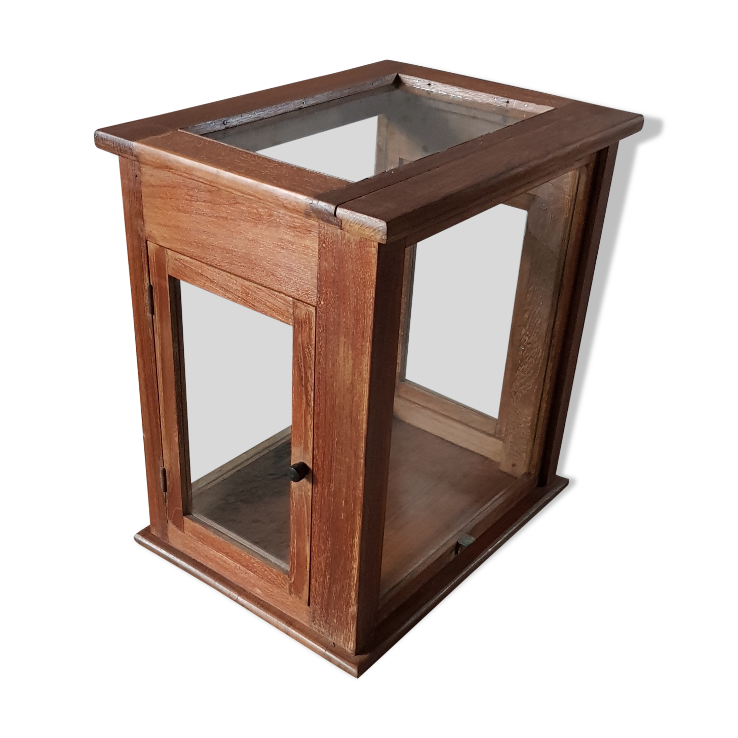 Old glass scale box in teak