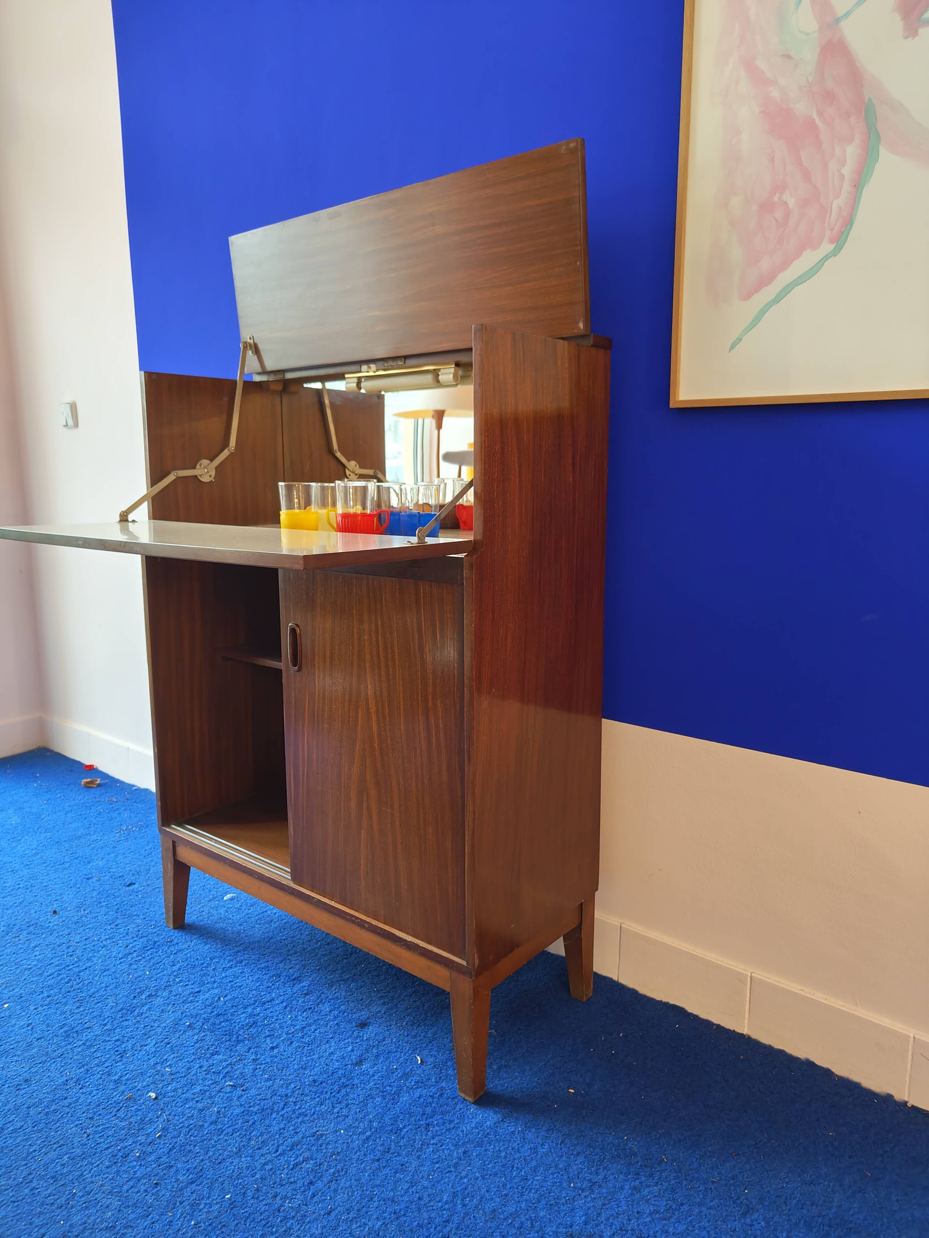 Bar furniture from the 60s Scandinavian in exotic teak vintage design