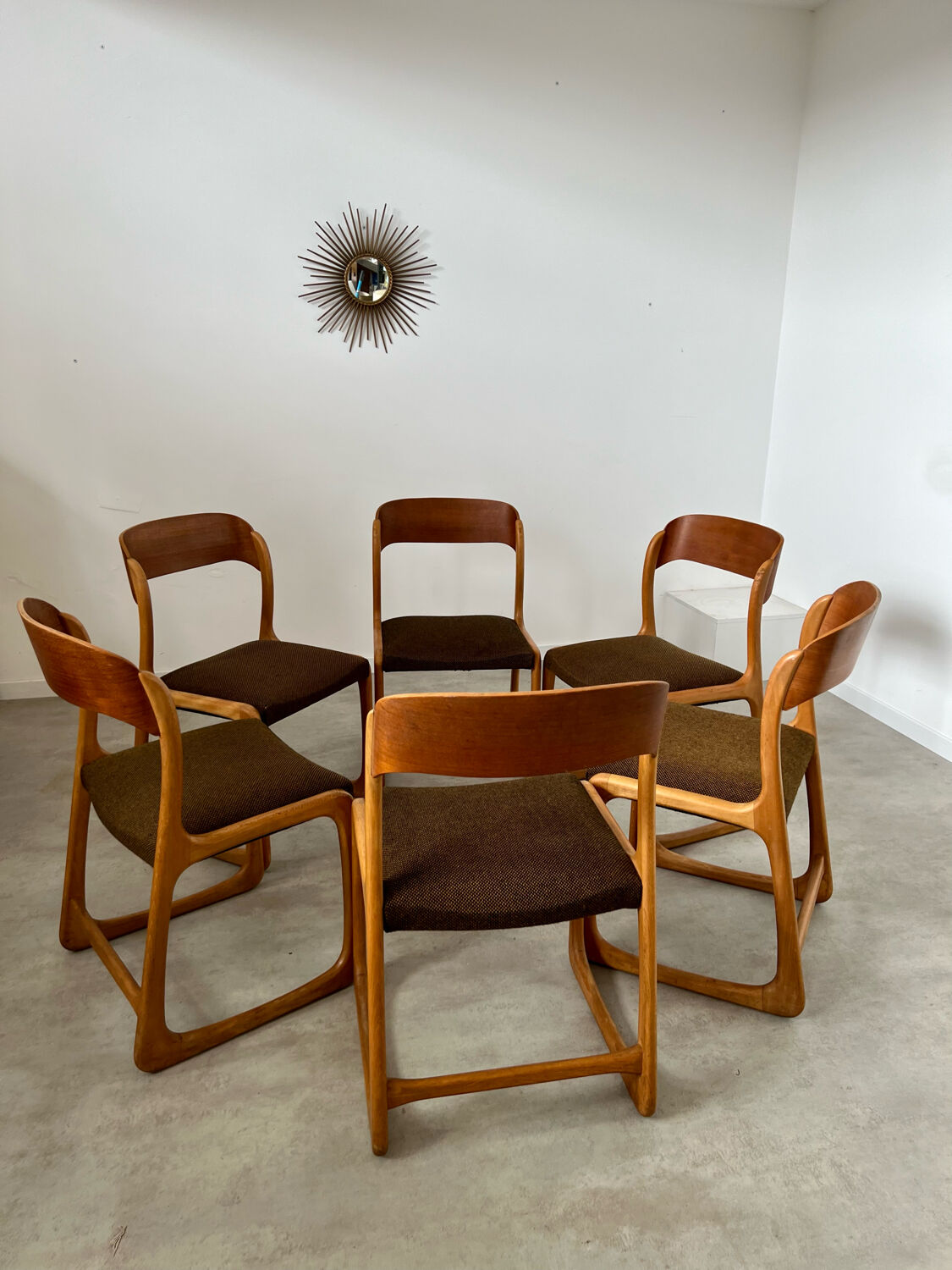Set of 6 wooden chairs sled baumann vintage / year 60
