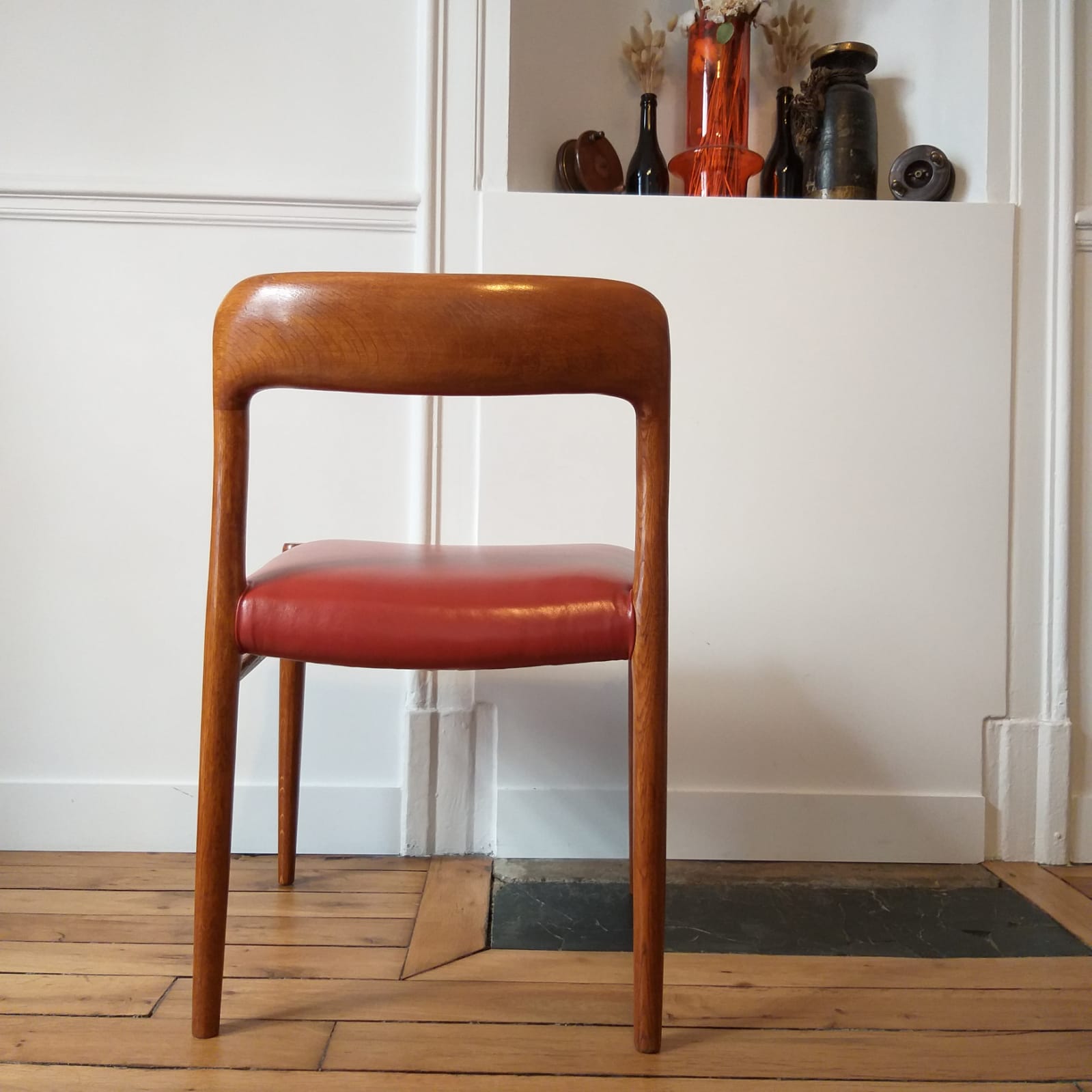 Moller chair model 75 oak and leather