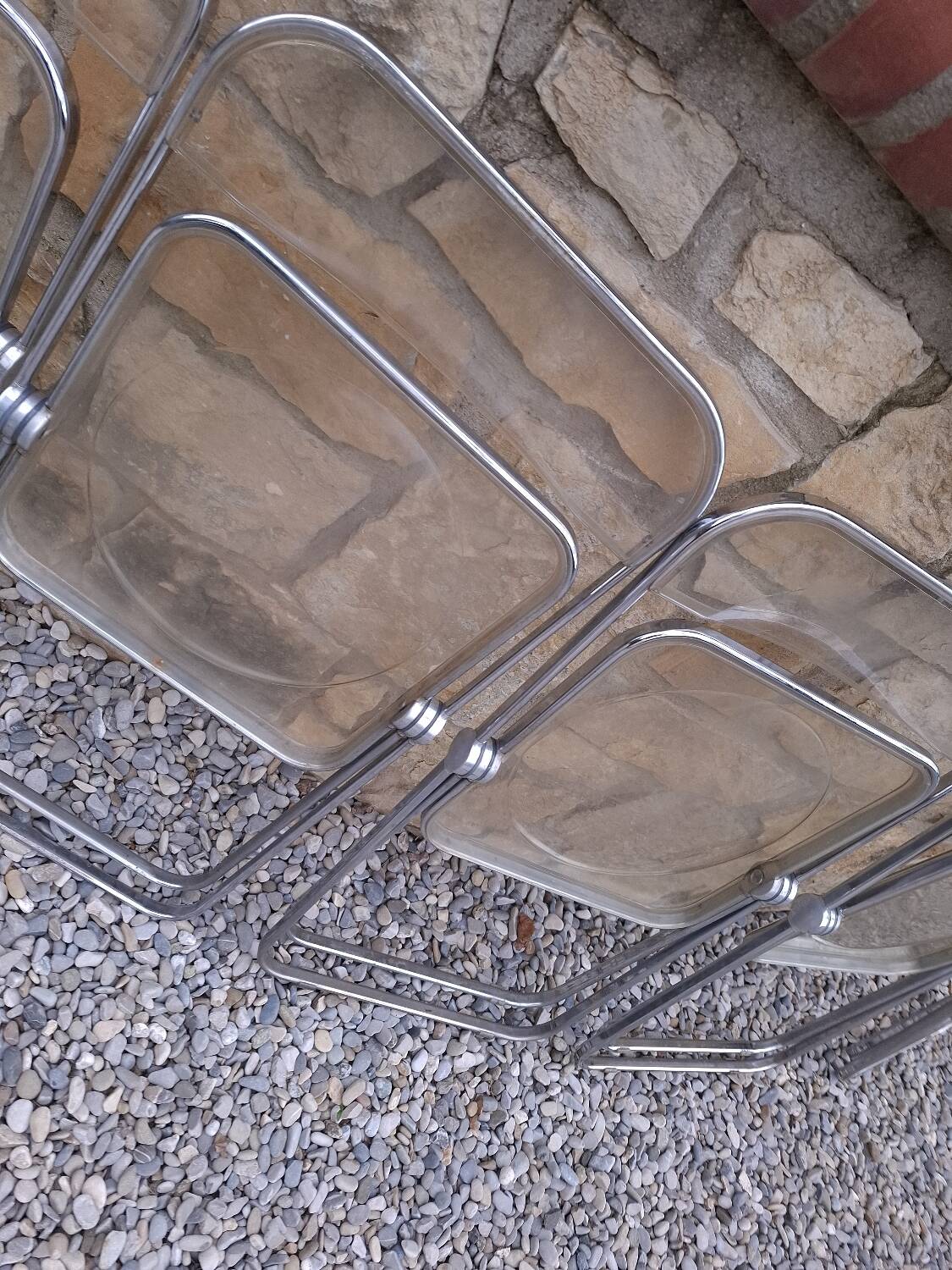 5 vintage 70'S chairs + Giancarlo Piretti Castelli support