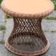 Small Vintage Wood and Rattan Roundtable 1960