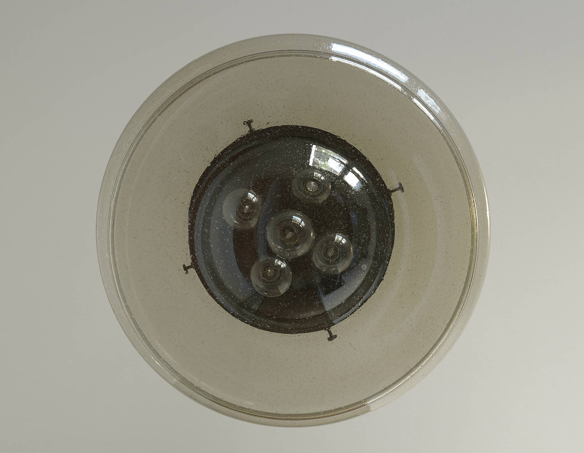 Vintage Brutalist Light X Large Glass Pendant Lamp Mid Century Modern 1980