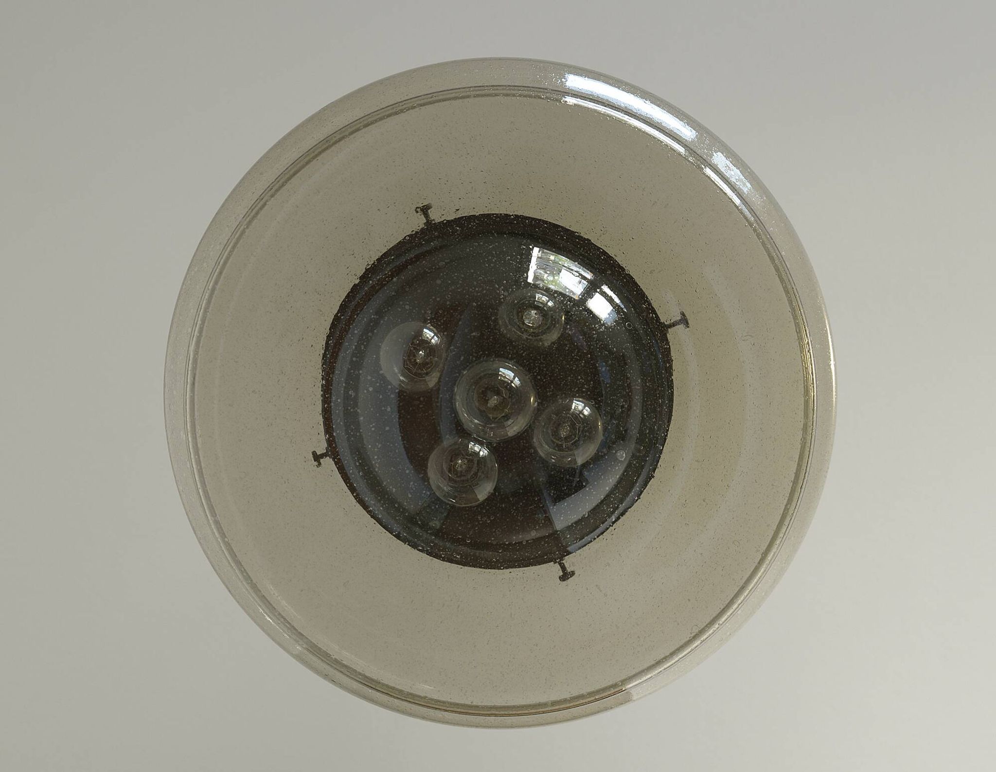 Vintage Brutalist Light X Large Glass Pendant Lamp Mid Century Modern 1980