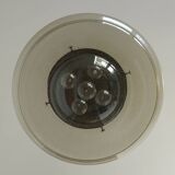 Vintage Brutalist Light X Large Glass Pendant Lamp Mid Century Modern 1980