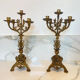 Pair of church candelabra - 19th century - in bronze and brass, 5 lights / c