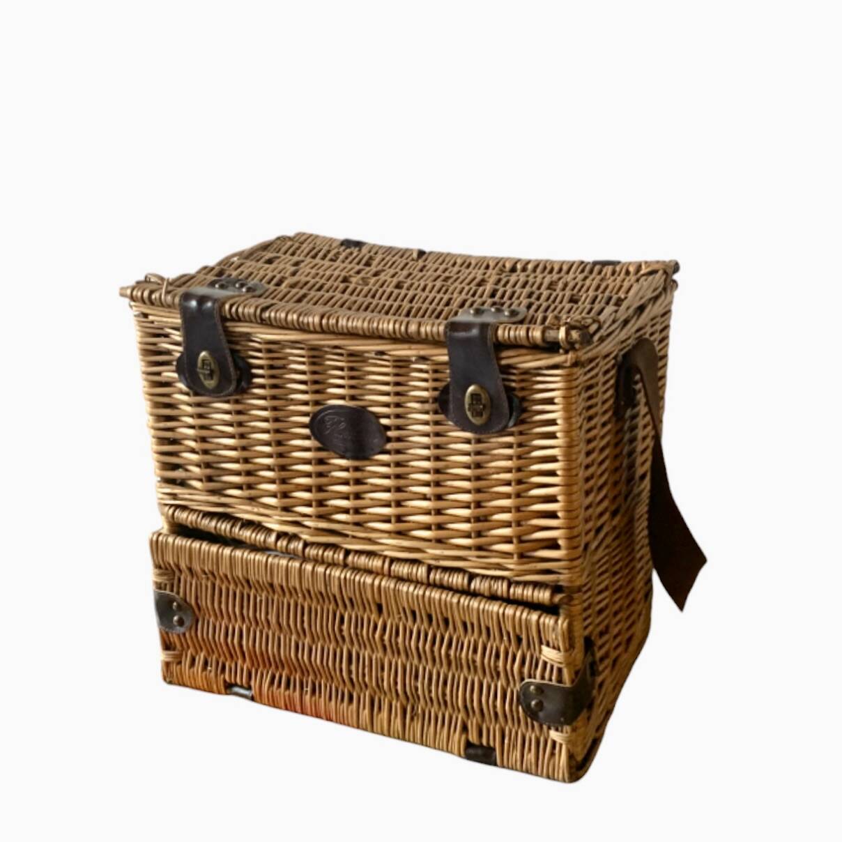 Vintage Flamingo Wicker Picnic Basket