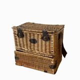 Vintage Flamingo Wicker Picnic Basket