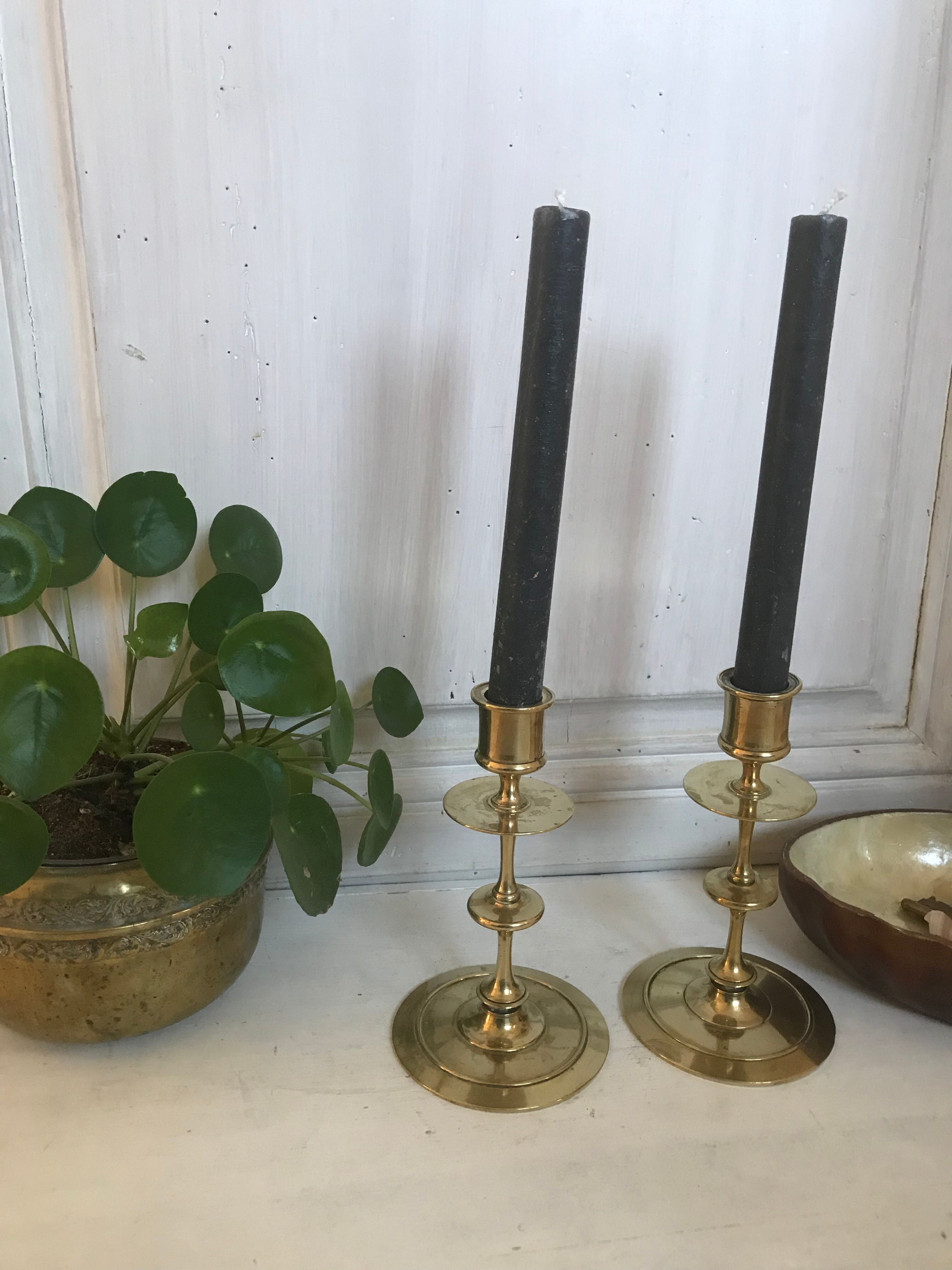 Pair of brass candle holders